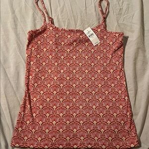 LOFT Red and Tan Patterned Camisole